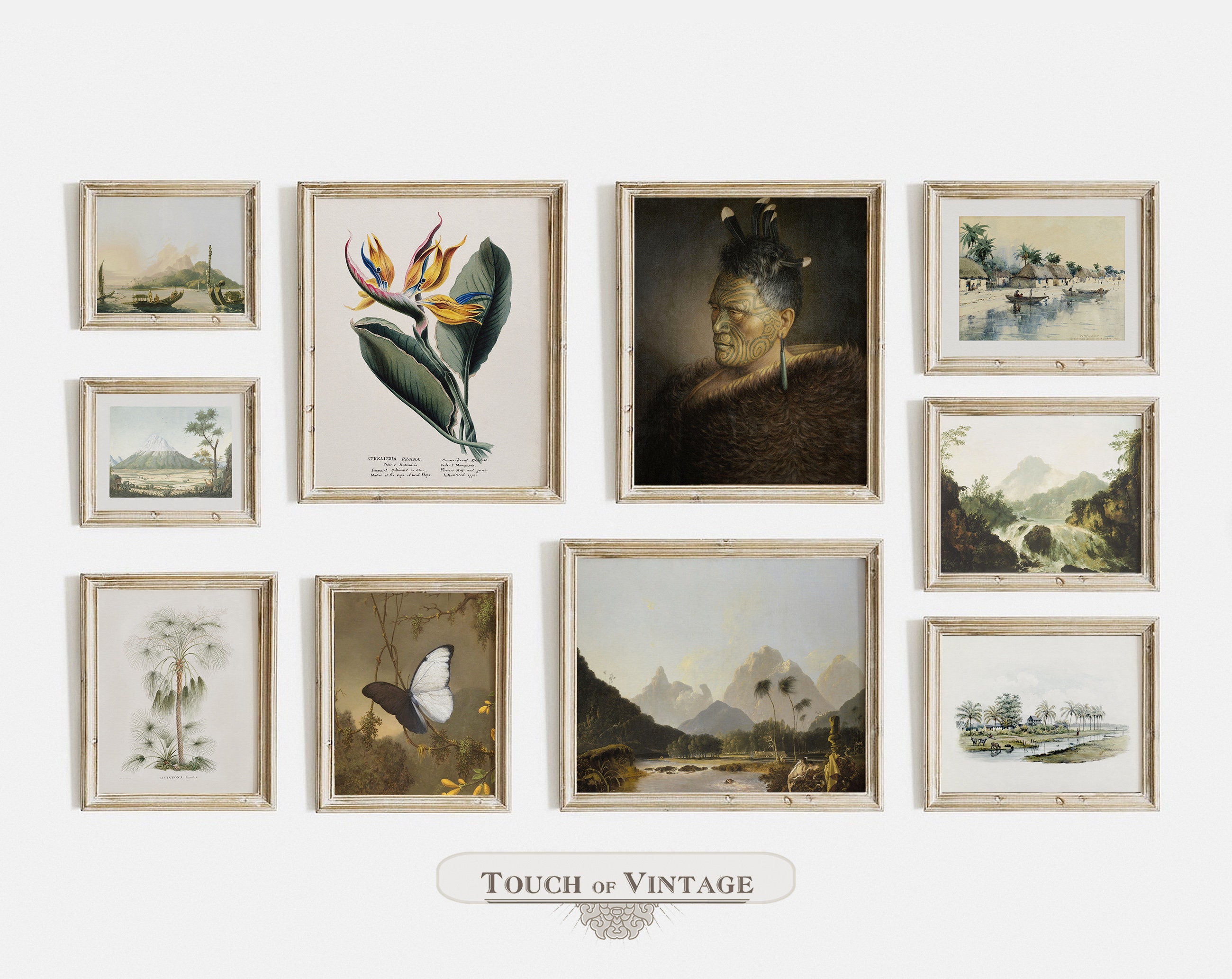 Vintage Tropical Gallery wall set of 10 prints printable Coastal wall ...
