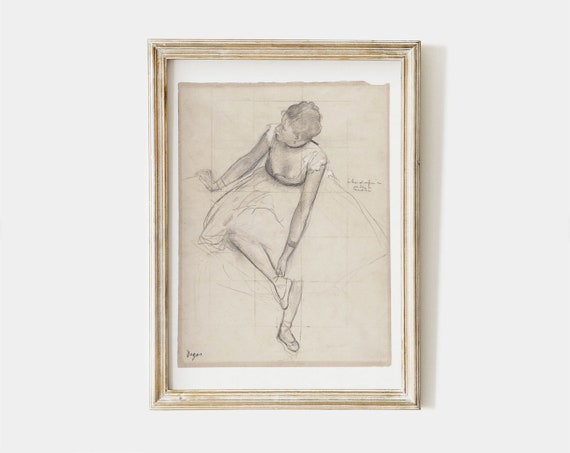 French vintage art, Printable sketch of a ballerina, Vintage dancer drawing, Edgar Degas print, instant download #SK004