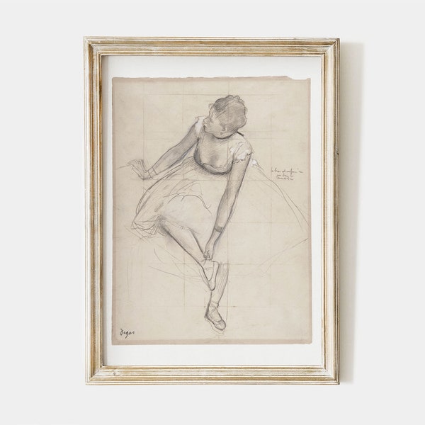 French vintage art, Printable sketch of a ballerina, Vintage dancer drawing, Edgar Degas print, instant download #SK004