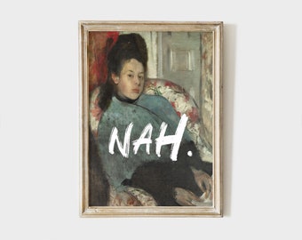 Arte alterata stampabile, pittura vintage divertente, arte femminista, arte murale eclettica, download istantaneo #AL012