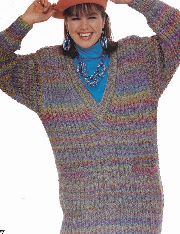 Vintage Knit Sweater Pattern French Cut 1987 Etsy