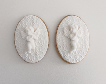 Set di 10 biscotti con un angelo Biscotti per battesimo bambino o bambina Croce per battesimo e comunione Biscotti personalizzati per il battesimo per un anno