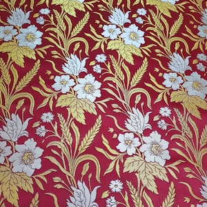 Clerical Metallic Brocade, Jacquard Brocade, Floral Fabric, Liturgical Vestments
