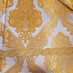 260cm Wide Metallic Brocade Fabric | Luxury Jacquard Church Textile | Liturgical & Upholstery Fabric | Made in Greece