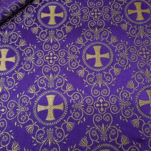 Brocart non métallique, Brocart floral, Tissus d'église, Tissu liturgique Purple/Gold