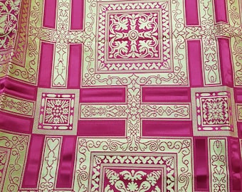 Tela de brocado metálico de 260 cm de ancho / Textil de lujo para iglesias con jacquard / Tela litúrgica y para tapicería / Hecho en Grecia