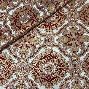 Byzantine Brocade Fabric | Orthodox Liturgical Textile | Non Metallic Church Vestment & Altar Cloth Fabric | Made in Greece