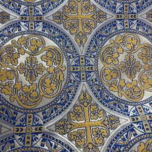 Non-Metallic Liturgical Brocade Fabric | Church Jacquard Textile | Orthodox & Catholic Vestment Fabric | Ecclesiastical | Made in Greece