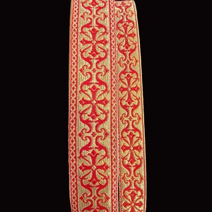 Metallic Ribbon, Metallic Trim, 2.5cm and 4cm, Church Trim, Vestment Trim Red