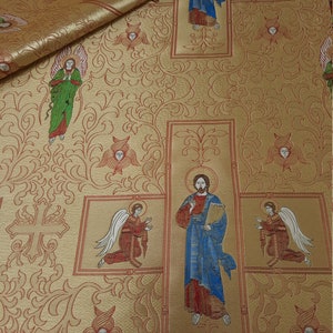 260cm (102 inches) wide, Metallic Liturgical Fabric, Church Fabrics, Vestments, Greek Brocade, Brocade, Liturgical Fabric