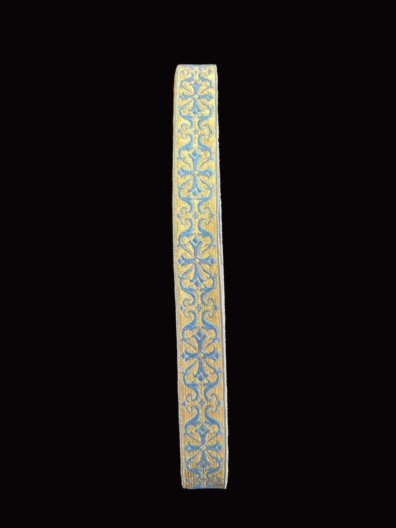 Metallic Ribbon, Metallic Trim, 2.5cm and 4cm, Church Trim, Vestment Trim Light Blue