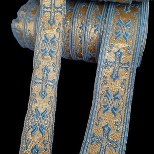 Gallon, rubans, rubans liturgiques, vêtements de cérémonie, gallons d'or Light Blue