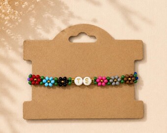 TS Eras Inspired Seed Bead Flower Friendship Bracelet