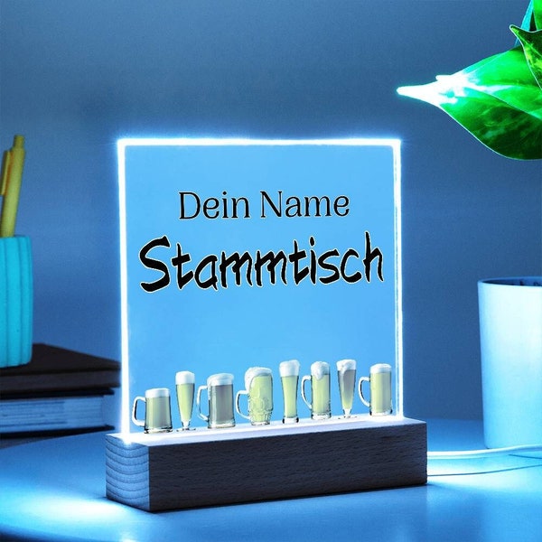 Stammtisch Deko Tischaufsteller LED, Stammtisch Schild für Frauenstammtisch Seniorenheim, Bier Stammtisch Oktoberfest Dekor, Bar Schild