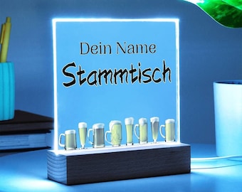 Stammtisch Deko Tischaufsteller LED, Stammtisch Schild für Frauenstammtisch Seniorenheim, Bier Stammtisch Oktoberfest Dekor, Bar Schild