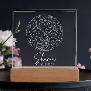 Konstellationskarte Lampe personalisiert, Geschenk Sternenkarte Nachtlicht Geschenk für Freund & Freundin - Sternenkarte Geschenk für Paare