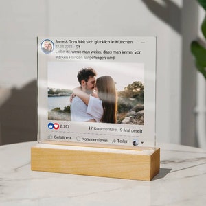Geschenk für Verliebte & Valentinstag Geschenk für ihn, Jahrestag Geschenk oder Hochzeitsgeschenk, Nachtlicht personalisiert mit Name + Foto