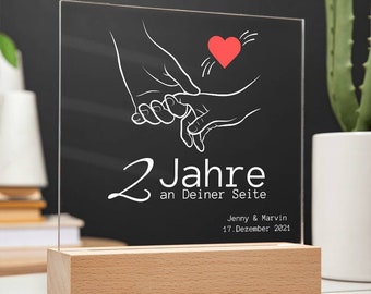 Pärchen Lampe Valentinstag Geschenk, Nachttischlampe mit Farbwechsel, personalisierte Geschenk Lampe, LED Lampe mit Namen, Valentinstag 202