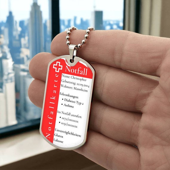 Supcare Medical Alert Schlüsselanhänger – Personalisierbar, Aus Edelstahl, Für Notfallinfos, Herzform, Geschenkidee