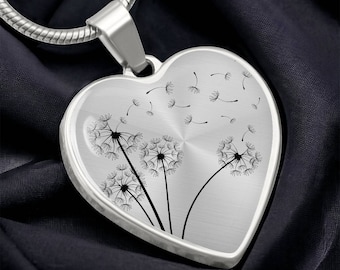 Personalized dandelion windflower jewelry as favorite person gifts, lucky charm with engraving, little something to give away