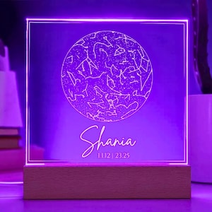 Sternenhimmel am Geburtstag personalisierte Sternenkarte Sternbild Geburt Geschenk, personalisiertes Geschenk Nachthimmel Kinderzimmer Lampe