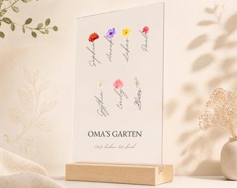 Grandma's Garden Mother's Day Gift & Gift Idea for Grandma from Grandchild, Grandparent Gift or 60th Birthday Gift for a Woman, Acrylic Display