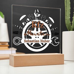 Geschenk Meisterprüfung Kfz Werkstatt Schild, beleuchteter Schriftzug Meister bestanden, Werkstatt Dekoration Kfz Meister Geschenke