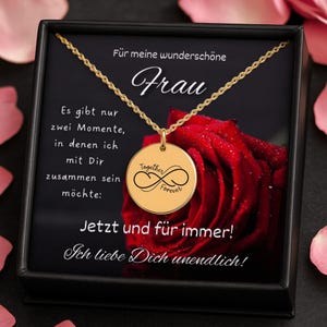 Infinity Kette - Unendlichkeit Anhänger personalisiert, Liebesgeschenk für Frau zum 10. Hochzeitstag, Schmuck als Zeichen ewiger Liebe