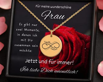 Infinity Necklace - Personalized Infinity Pendant, Love Gift for Wife on 10th Wedding Anniversary, Jewelry as a Symbol of Eternal Love