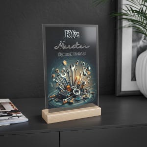 Personalized acrylic stand – Gift for master mechanics and mechanics for their master craftsman exam with name | Available in 3 sizes