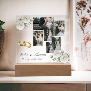 Hochzeitsgeschenk mit LED Geschenk, perfektes Fotogeschenk Heirat oder als Hochzeitstag Überraschung Geschenk, Personalisiertes Acrylschild