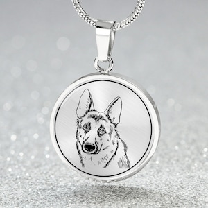 Personalisierte Schäferhund Halskette mit Gravur - Perfektes Geschenk für Hundebesitzer und Hütehund Liebhaber in Silber oder Gold