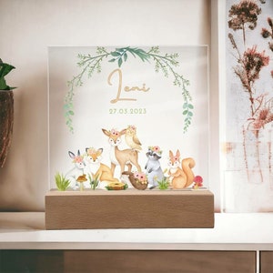 Geschenk zur Taufe personalisiert oder Geschenk zur Geburt, Babyzimmer Deko & Kinderzimmer Deko, Regenbogen LED Acryl Lampe, Babygeschenk
