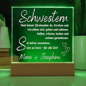 Schwester Geschenk zum Geburtstag Acryl Glas, Lampe personalisiert Schwester & für Geschwister, personalisiertes Geschenk Freundschaft