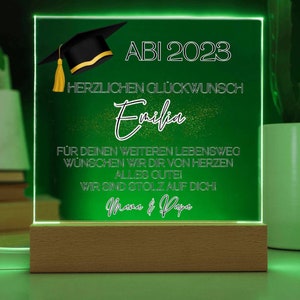 Graduation 2024, bachelor gift, premium acrylic picture gift for graduation, gifts for master's graduation, gifts for graduation 2024 Holz Basis mit LED