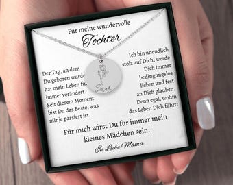 Collar personalizado con la flor de nacimiento para hija | Regalo de mamá | Cumpleaños, Primera Comunión, Confirmación | 3 variaciones