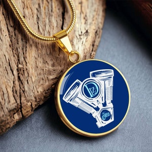 Motorrad Führerschein Geschenk DLzG Halskette Silber und Gold, Motorrad Schmuck, Geschenk zum Führerschein bestanden Blau/ Weiß