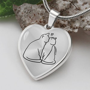 Silberkette mit Katzenanhänger als Freundschaftskette Katze, außergewöhnliche Geschenke, Halskette mit Gravur, Halskette Katze