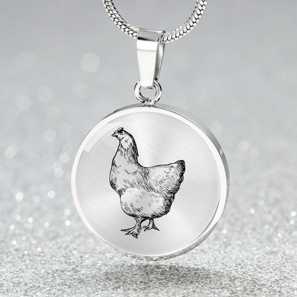 Kette Huhn als Geschenkideen für Hühnerhalter, Hahn Schmuck Kettenanhänger Vogel personalisierte Kette, Halskette mit Gravur, Tochter Kette