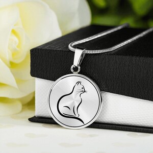Katzen Geschenk Katzenbesitzer oder Andenken an verstorbene Katze, Halskette mit Gravur Katzen Kunst, Katzenliebhaber Geschenk Katzen Kette