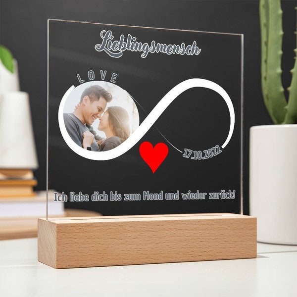 Geschenkidee Valentinstag unendliche Liebe Geschenk für Verliebte & Hochzeitsgeschenk, Nachtlicht personalisiert, Geschenke für Paare