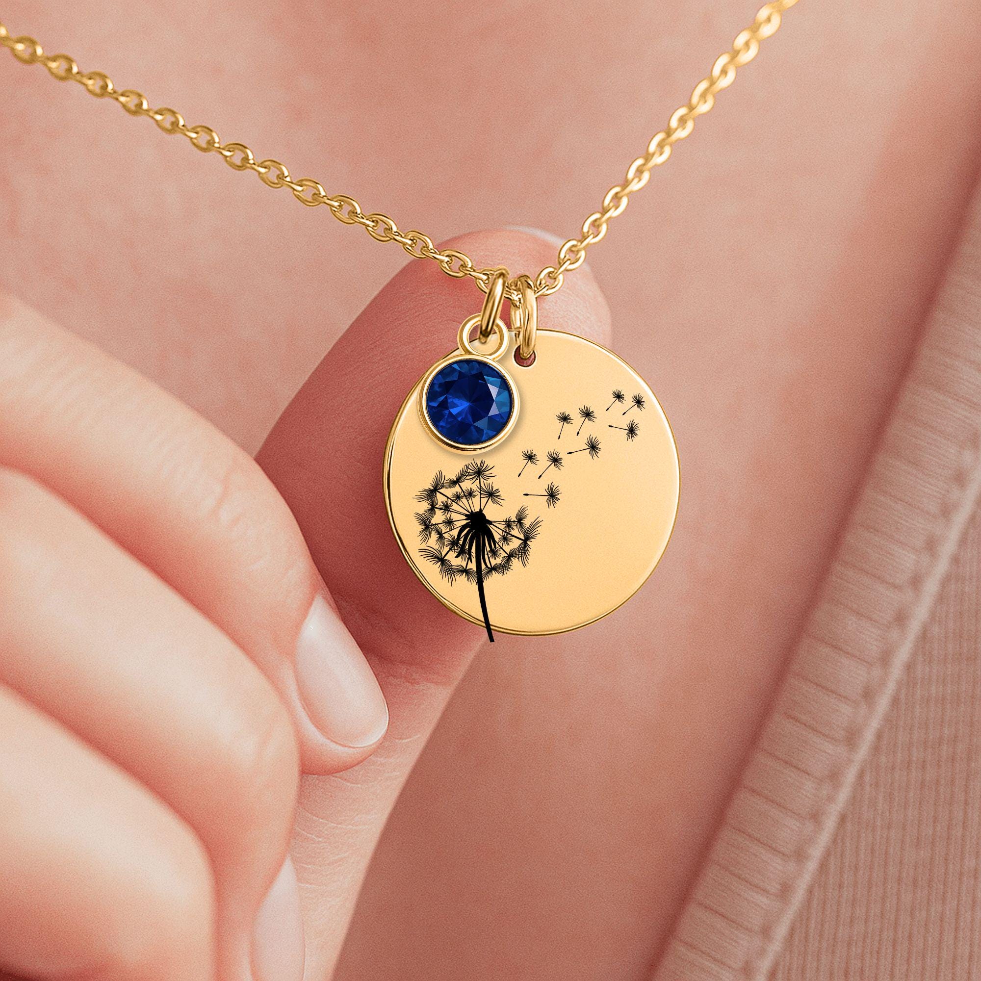 Collier Personnalisé Minimaliste Avec Pierre De Naissance En Forme De Tulipe 3D Et Nom Latéral