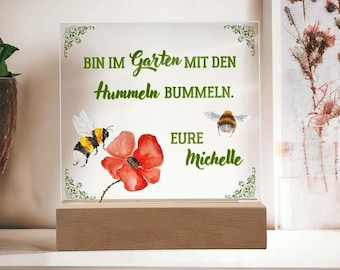 PERSONAL GARDEN GIFT: Acrylic sign with names for Garten-Oase and Schreber Garten Liebe, perfect for garden lovers and hobby gardeners