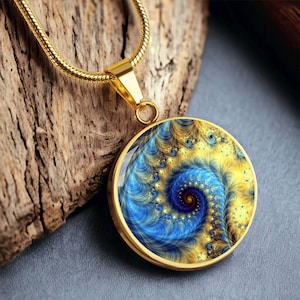 Fibonacci Spiral Fractal Sacred Geometry Necklace, Fibonacci Jewelry, Fibonacci Spiral Art Pendant, Gift for Her