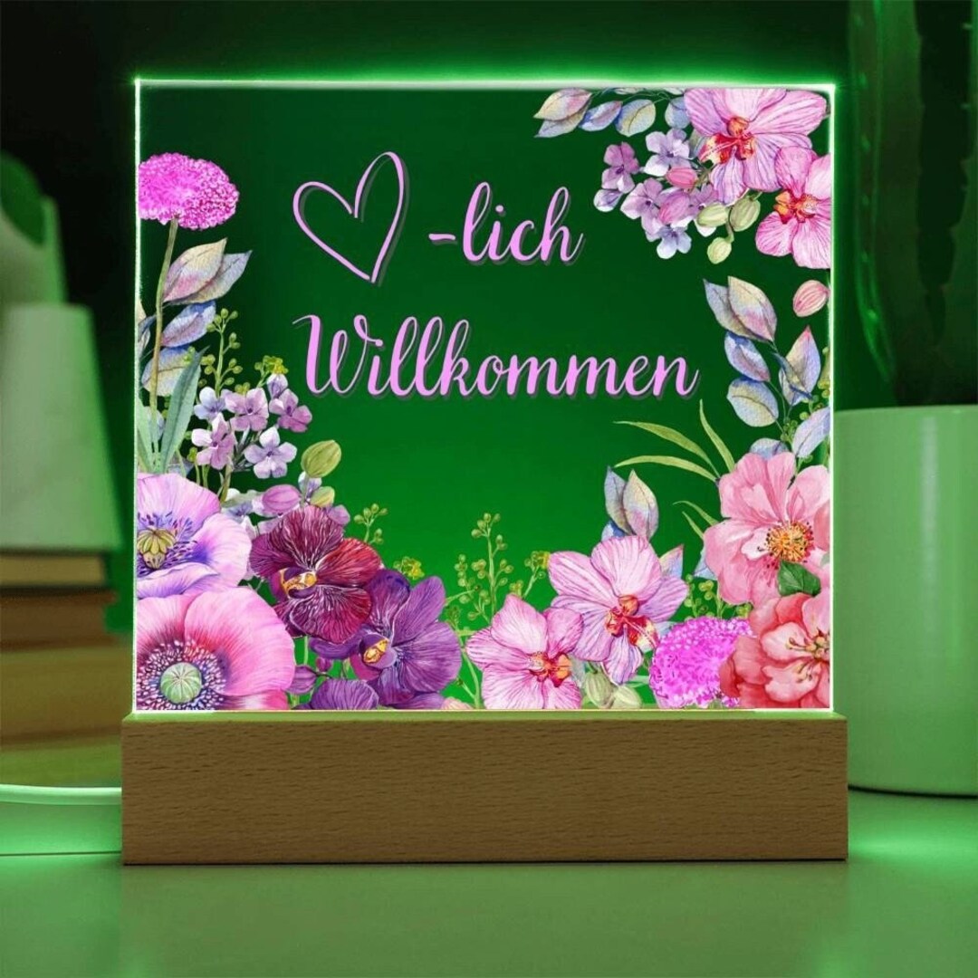 Produktbild von FUNNETOYU PVC Türschild Willkommen Mit Uhrzeigern – Doppelseitiges Quadratisches Öffnungszeiten-Schild, Bruchsicher, Zum Aufhängen An Tür Oder Wand (21,7 X 18 Cm)