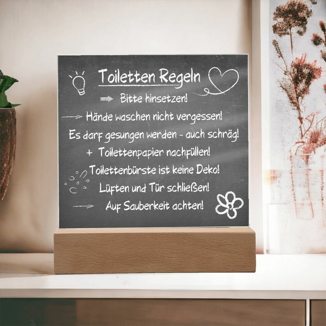 Schild Toilettenregel • WC Schild Led • Toiletten Regeln • Toilette WC