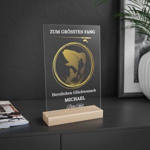 Personalisiertes Angler Geschenk mit Name – Pokal Angler oder Trophäe für Angelverein Jubiläum, Vereinsgeschenke & Angelschein Prüfung