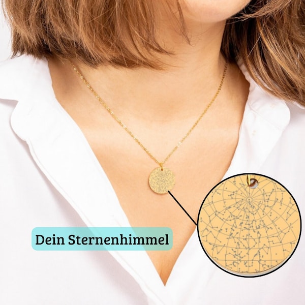 Personalisierte Sternenkarte Halskette: Unvergessliches Geschenk für Sie - Sternkoordinaten, Romantisches Erlebnis, Geschenk für Frauen