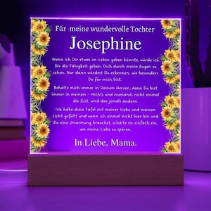 Geschenk für Tochter Abschied | Personalisiertes Geschenk von Mama | Geburtstag, Kommunion, Konfirmation, Auszug | Acrylbild mit LED
