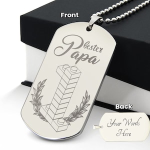 Vatertag Papa ist die Nummer 1 Herren Kette Millitärstil, Halskette Papa, Geschenke für Männer - Bester Papa Schmuck mit Gravur